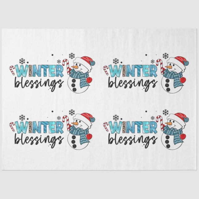 Papel De Seda Personalizar de Bendiciones de Invierno (Anverso)