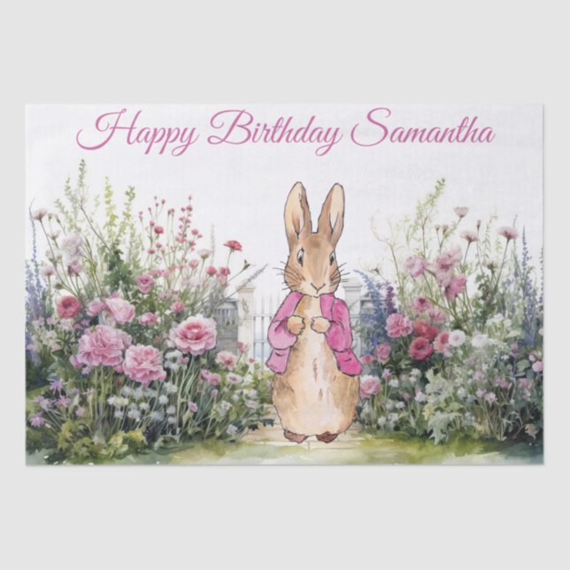 Papel De Seda Personalizar el nombre Peter the Rabbit Pink Jacke (Anverso)