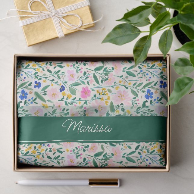 Papel De Seda Personalized Colorful Floral (Regalo )