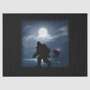 Papel De Seda Pesca a pie de playa Funny Sasquatch y Fish Night