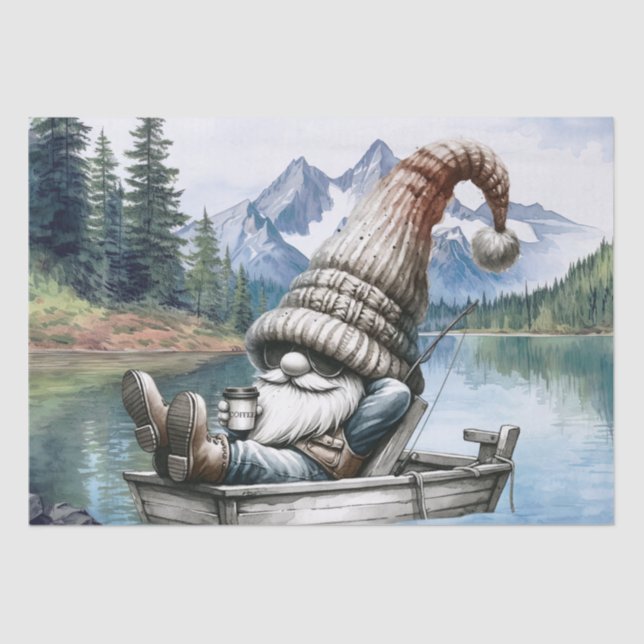 Papel De Seda Pesca de café en bote Gnome (Anverso)