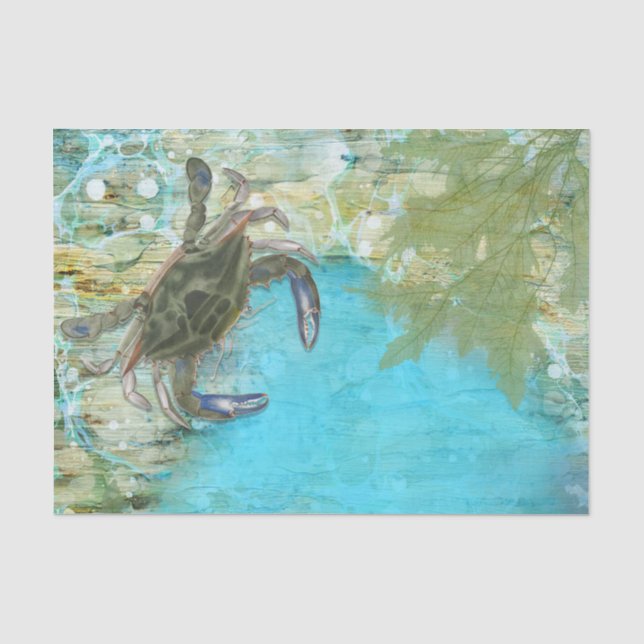 Papel De Seda Pesca de los océanos de cangrejo azul (Anverso)