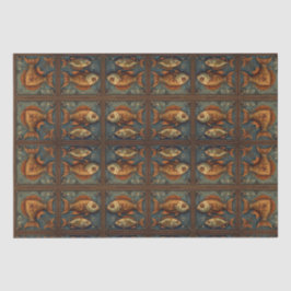 Papel De Seda Pesca Steampunk Verde y marrón dorado