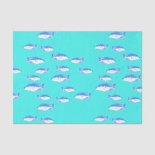 Papel De Seda Pescado azul en turquesa