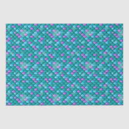 Papel De Seda Pescado de la Sirena Escala Patrón Verde y Púrpura