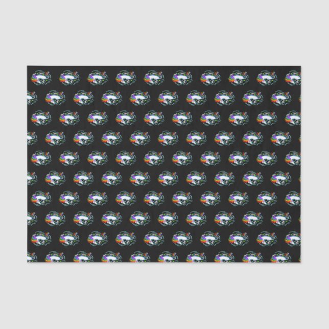 Papel De Seda Pescado De Unicornio Arcoiris Y Koi (Anverso)