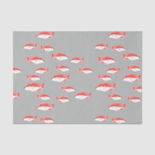 Papel De Seda Pescado rojo y gris