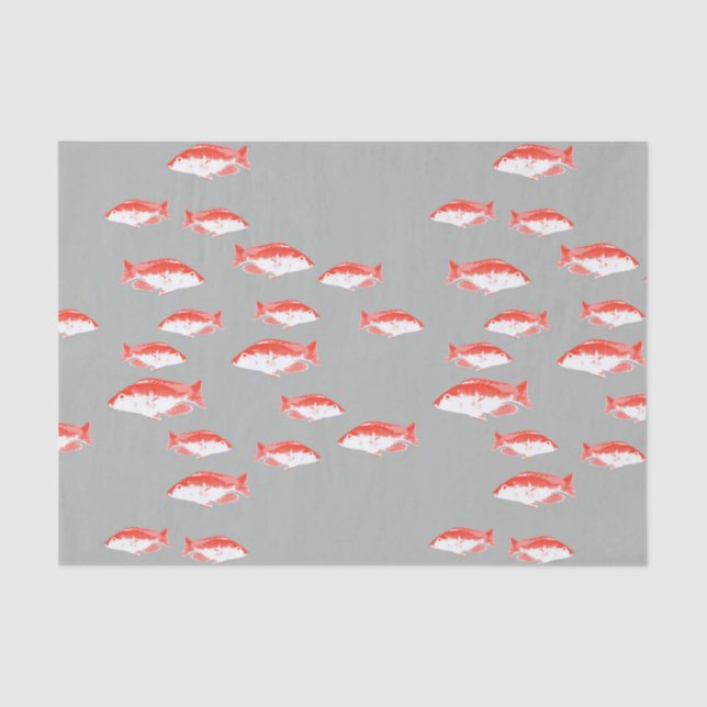 Papel De Seda Pescado rojo y gris (Anverso)