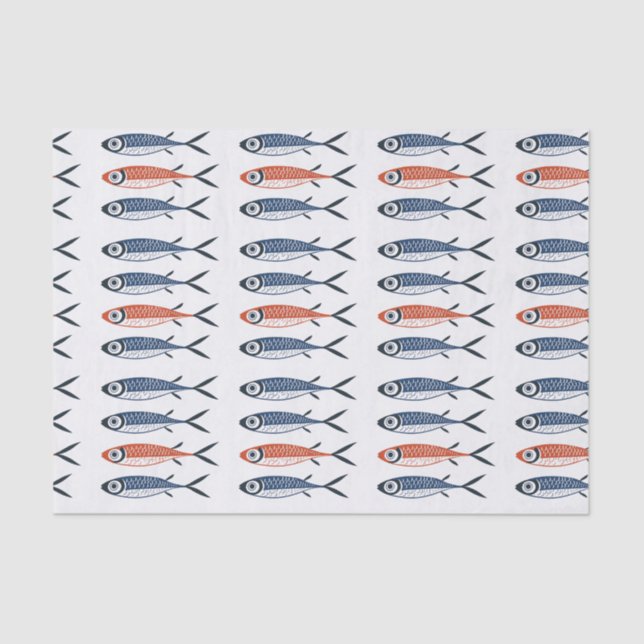Papel De Seda Pescado sardino mediterráneo de moda (Anverso)