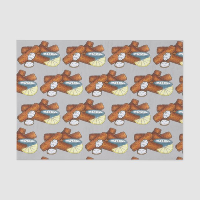 Papel De Seda Pescado Sticks Pescadores Dedos de pescado Salsa T (Anverso)