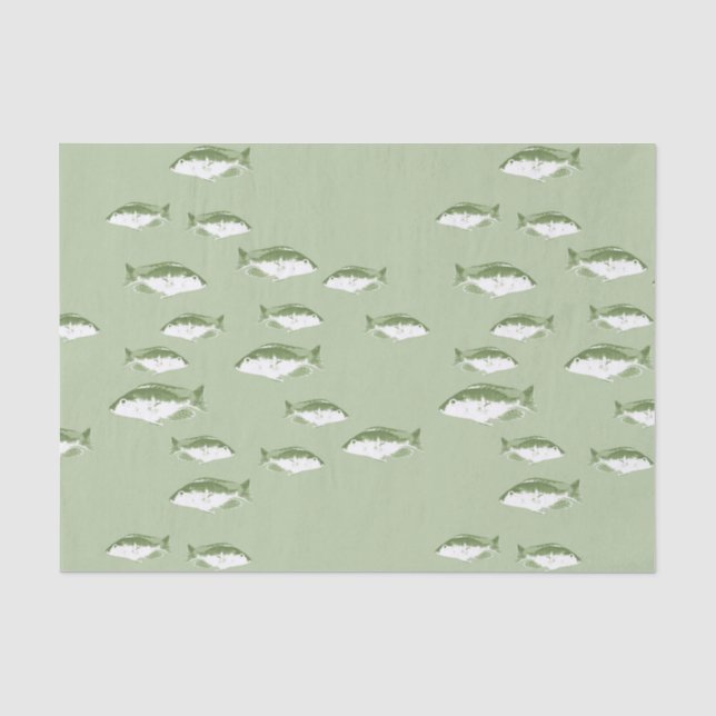Papel De Seda Pescado verde oliva (Anverso)
