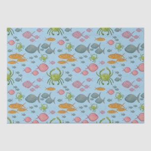 Papel De Seda Pescado y cangrejos