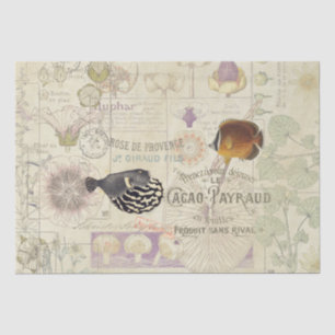 Papel De Seda Pescados franceses de la flor de Nouveau del arte
