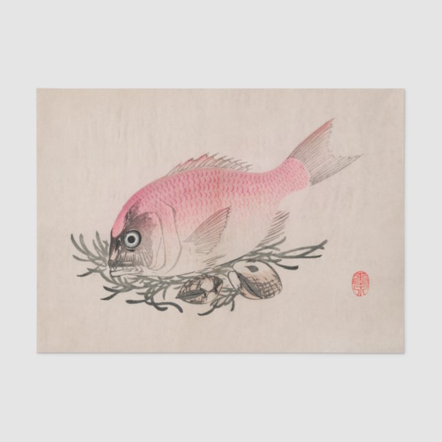 Papel De Seda PESCADOS JAPONESES EN papel seda ROSADO (Anverso)