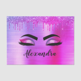 Papel De Seda Pestañas con Monograma y Brillo Purpura