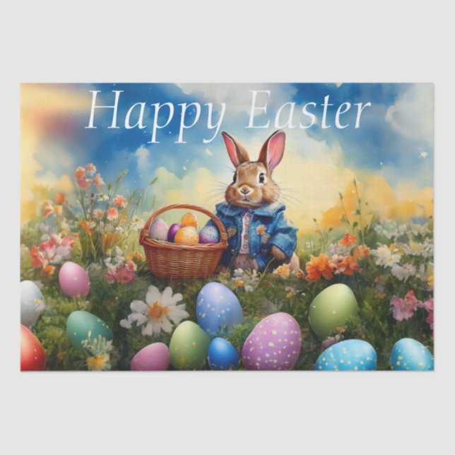 Papel De Seda Peter Easter Bunny con huevos de Pascua (Anverso)