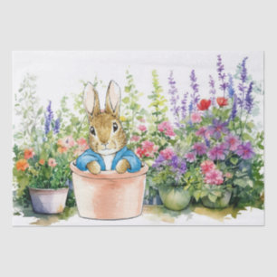 Papel De Seda Peter el Conejo en la planta de olla en su jardín