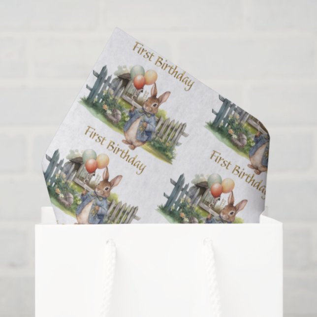 Papel De Seda Peter, globos de conejo, primer cumpleaños (Bolsa de regalo)