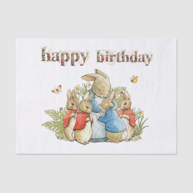 Papel De Seda Peter the Rabbit Josephine Bunny Feliz cumpleaños (Anverso)
