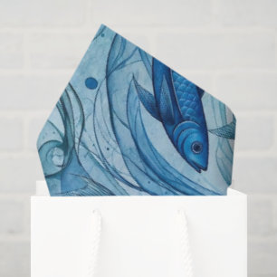 Papel De Seda Pez Azul Místico Fluyendo Armonía