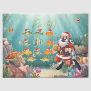 Papel De Seda Pez con sombrero de Santa para regalos de Navidad