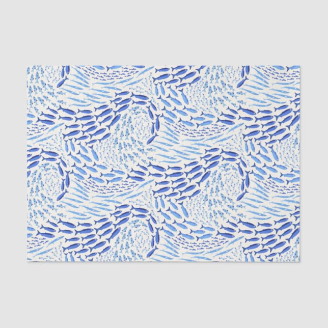Papel De Seda Pez de Océano Azul nadando - Claro (Anverso)