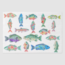 Pez Floral Acuarela Caprichoso Colorido