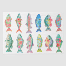 Pez Floral Acuarela Caprichoso Colorido