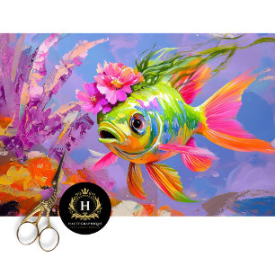 Papel De Seda Pez Floral Vintage Vibrante Decoupage