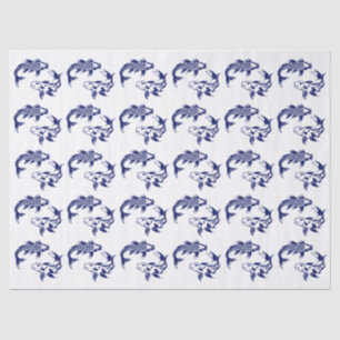 Papel De Seda Pez Koi Karp #3 Colores DIY Azul