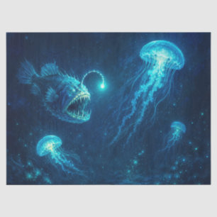 Papel De Seda Pez Linterna Brillante Medusa Mar Profundo