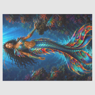 Papel De Seda Pez Mantis Pavo Real Guerrera Sirena Colorida
