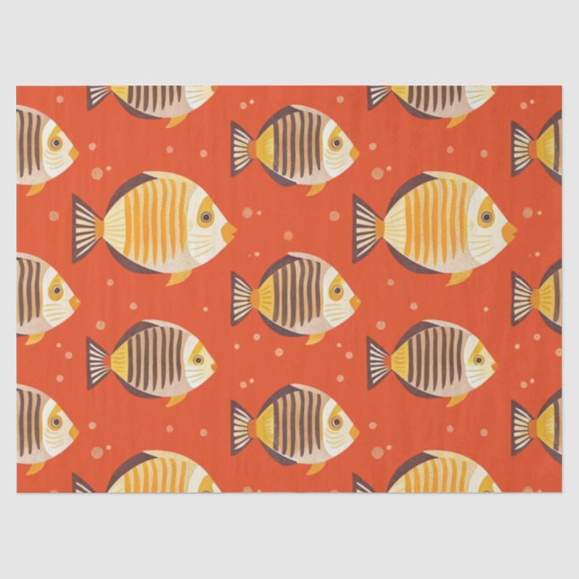 Papel De Seda Pez Tropical Lindo Patrón  (Anverso)