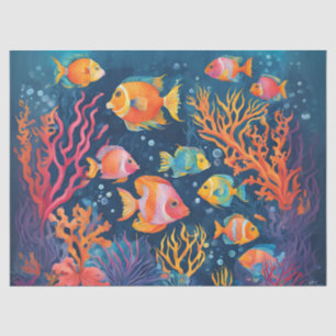 Papel De Seda Pez Tropical Vibrante