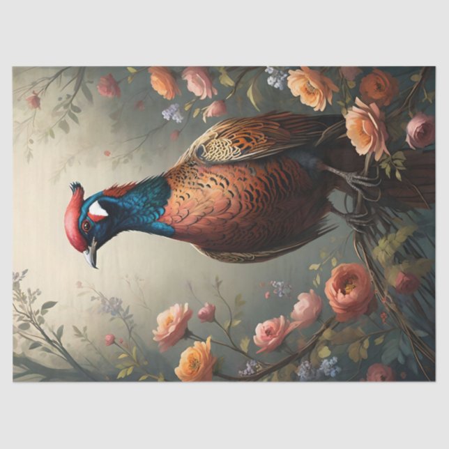 Papel De Seda Pheasant Floral (Anverso)