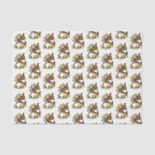 Papel De Seda Pheasant vintage en rama con color de dibujo de ár