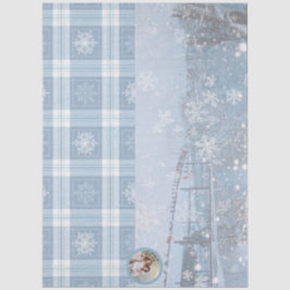 Papel De Seda Photo Blue Cozy Plaid Winter Christmas