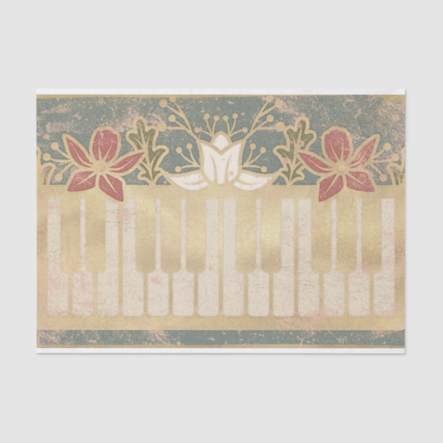 Papel De Seda Piano floral vintage (Anverso)