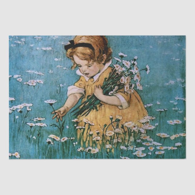 Papel De Seda Picando Daisies por Jessie Willcox Smith (Anverso)