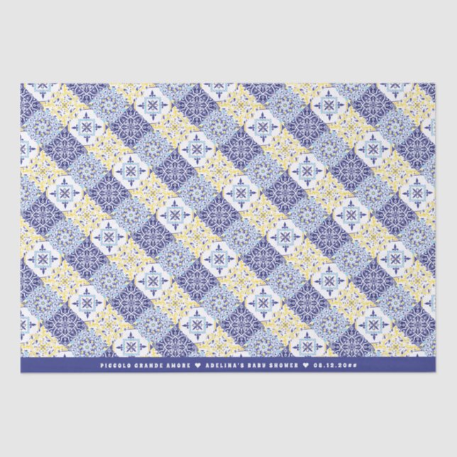 Papel De Seda Piccolo Amore Italiano Tiles Blue Lemon Baby Showe (Anverso)