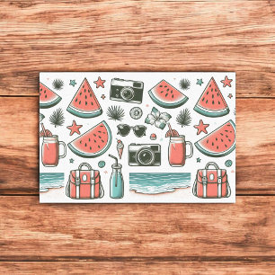 Papel De Seda Picnic de verano de sandía roja y verde