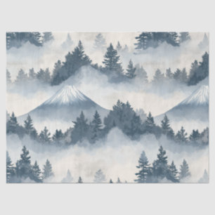 Papel De Seda Picos de Montañas Nevadas Suaves - Azul Blanco