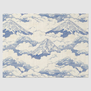 Papel De Seda Picos nevados azules brumosos Patrón escénico de l