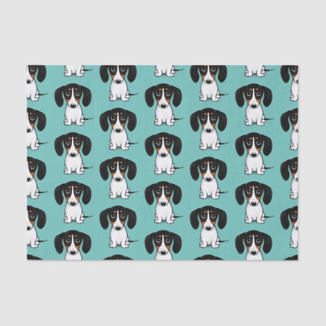 Papel De Seda Piebald Dachshund Cute Dog Patterado (Anverso)