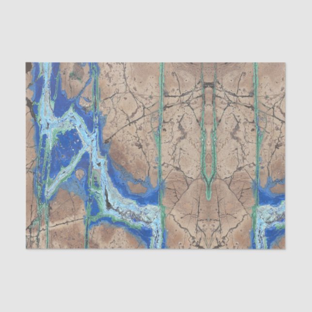 Papel De Seda Piedra azurita beige y turquesa (Anverso)