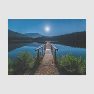 Papel De Seda Pier de noche bajo una luna llena