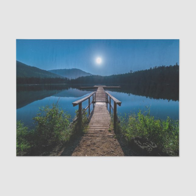 Papel De Seda Pier de noche bajo una luna llena (Anverso)