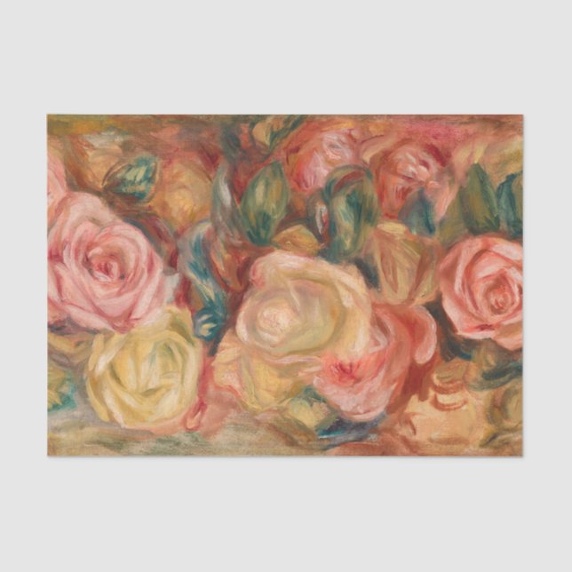 Papel De Seda Pierre-Auguste Renoir - Rosas (Anverso)
