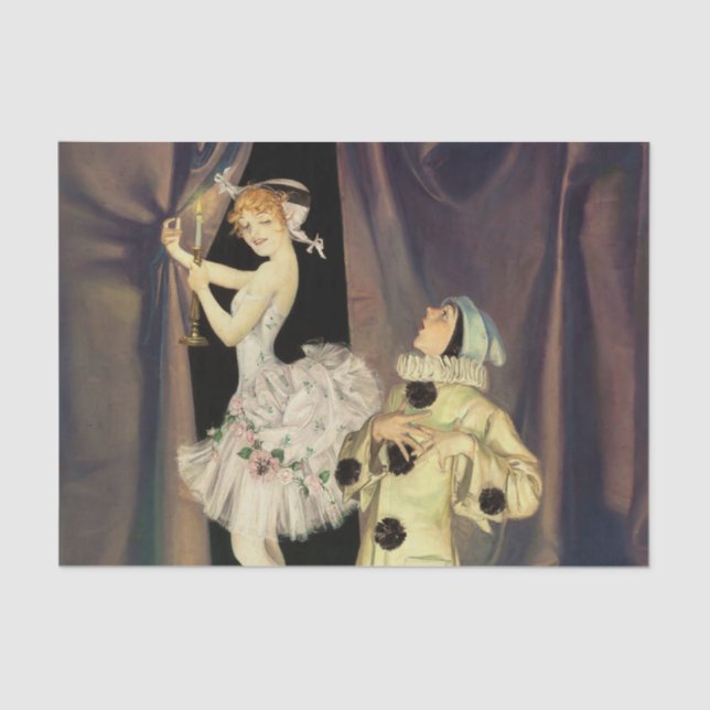 Papel De Seda “Pierrot and Columbine” by FX Leyendecker (Anverso)