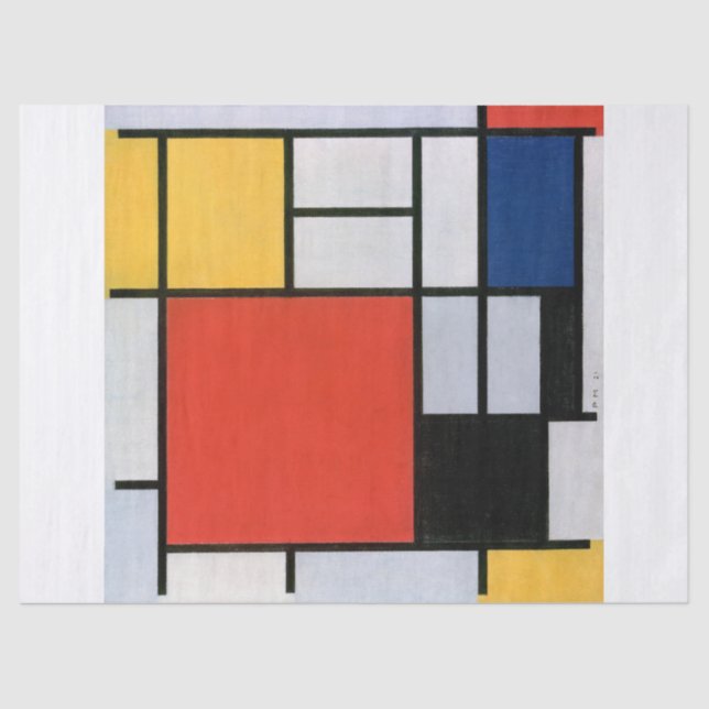 Papel De Seda Piet Mondrian | Composición con rojo, amarillo y a (Anverso)